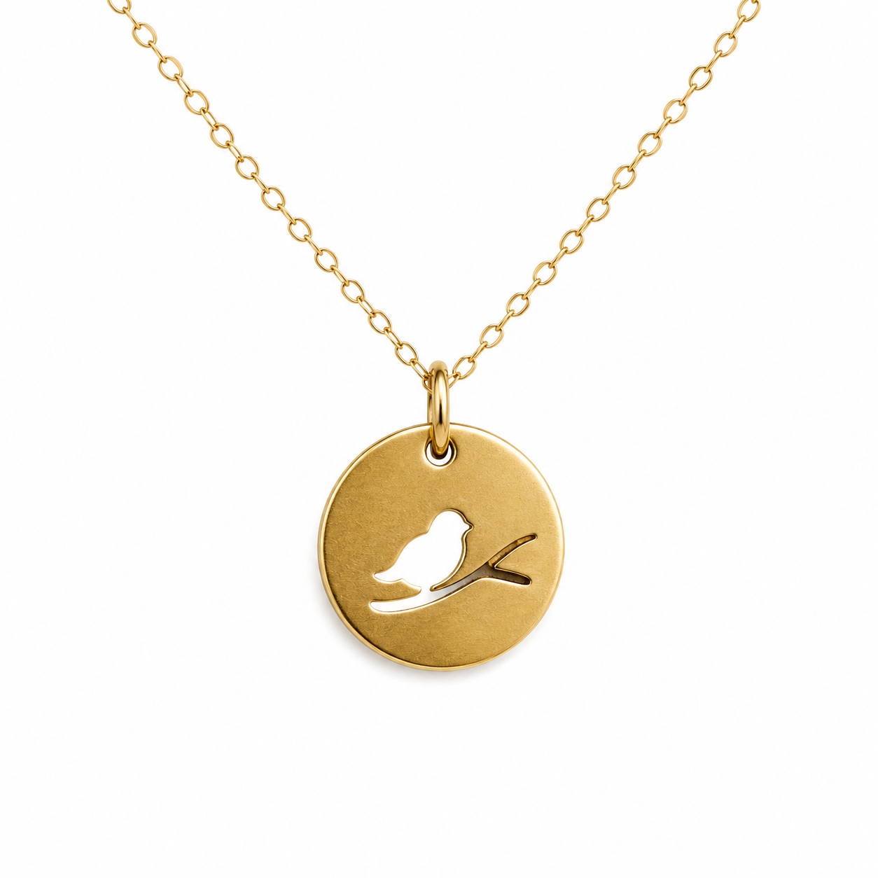 Collier oiseau sur branche – Collier moineau découpé en or rempli 14 carats