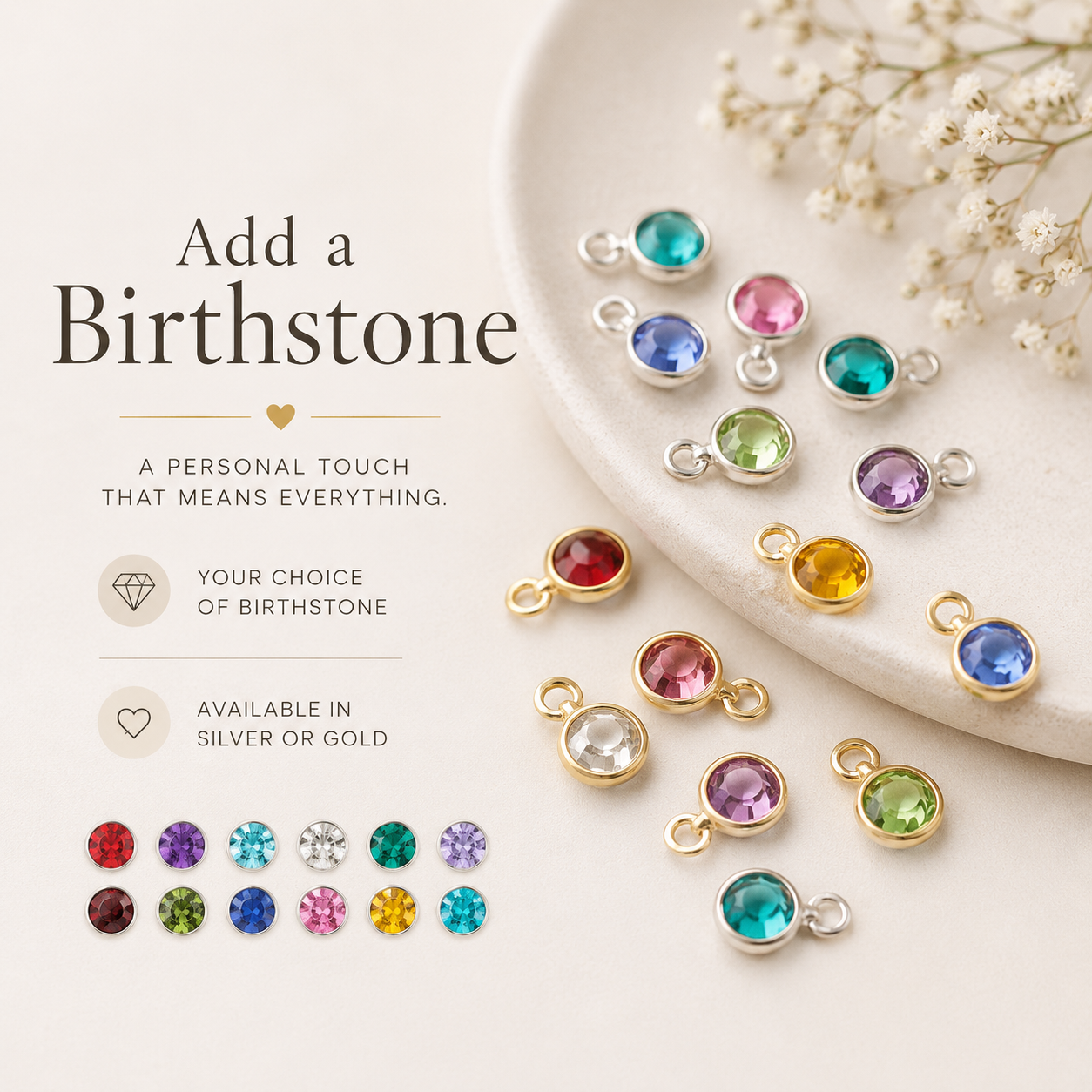 Ajouter une breloque pierre de naissance – Breloque supplémentaire en cristal Swarovski