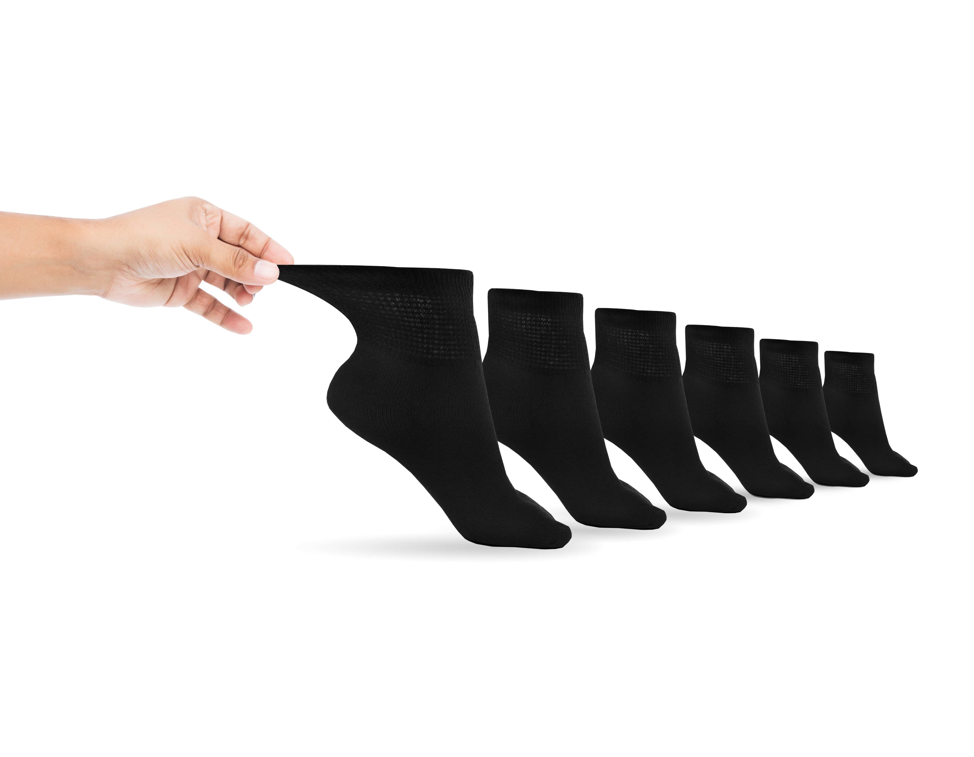 Chaussettes de cheville en coton pour homme pour diabétiques (6 paires)