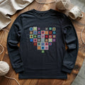 T-shirt à manches longues Cœur et carrés granny