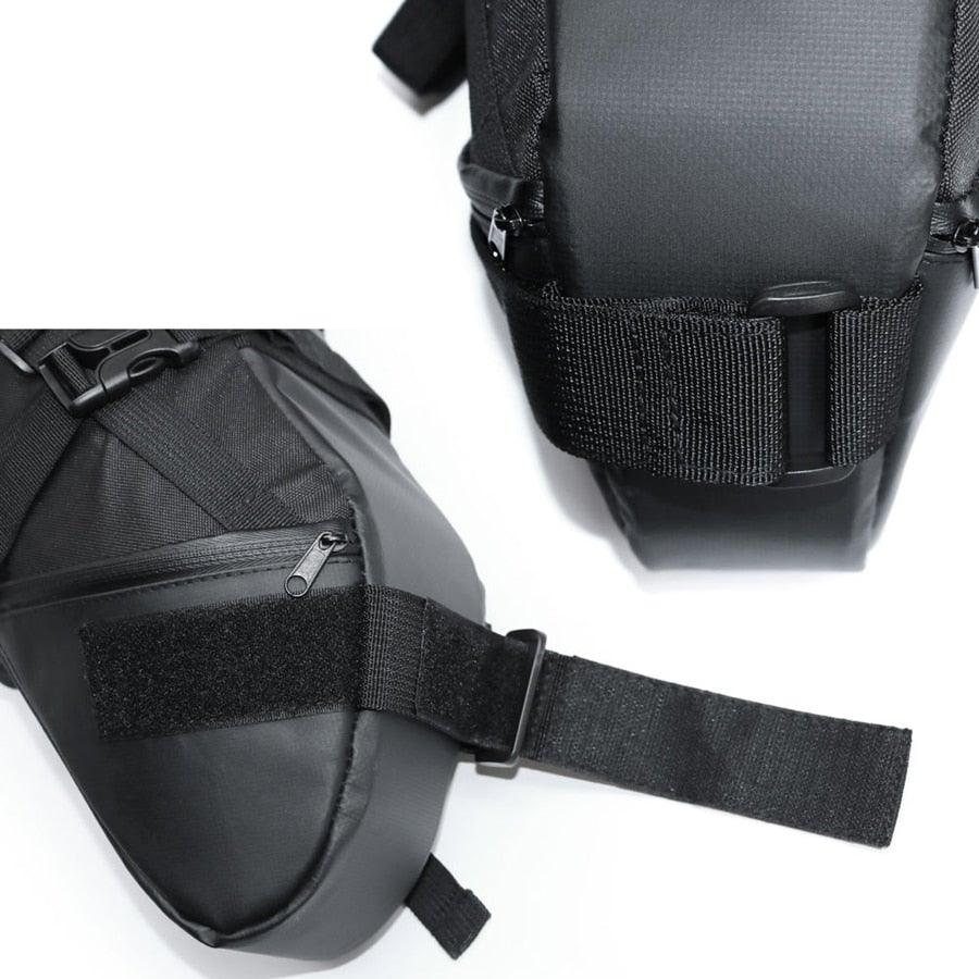 Sac de vélo noir Sacoche de vélo Sacoche de selle de vélo Cyclisme Accessoires de sacs Sacs de vélo étanches Grands sacs de vélo Sac de vélo entièrement étanche Sous la selle Sacoche arrière de vélo enroulable