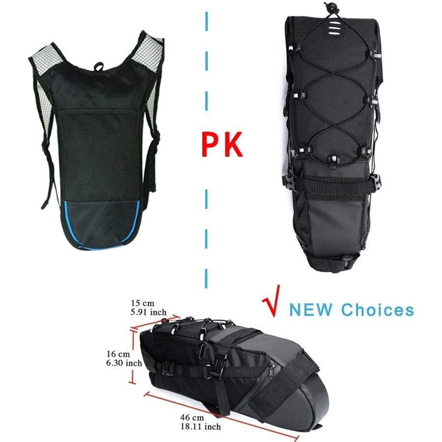 Sac de vélo noir Sacoche de vélo Sacoche de selle de vélo Cyclisme Accessoires de sacs Sacs de vélo étanches Grands sacs de vélo Sac de vélo entièrement étanche Sous la selle Sacoche arrière de vélo enroulable