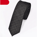 Cravate Fine en Polyester Imprimé à Pois Noirs pour Homme, Cravate de Bureau Élégante et Formelle