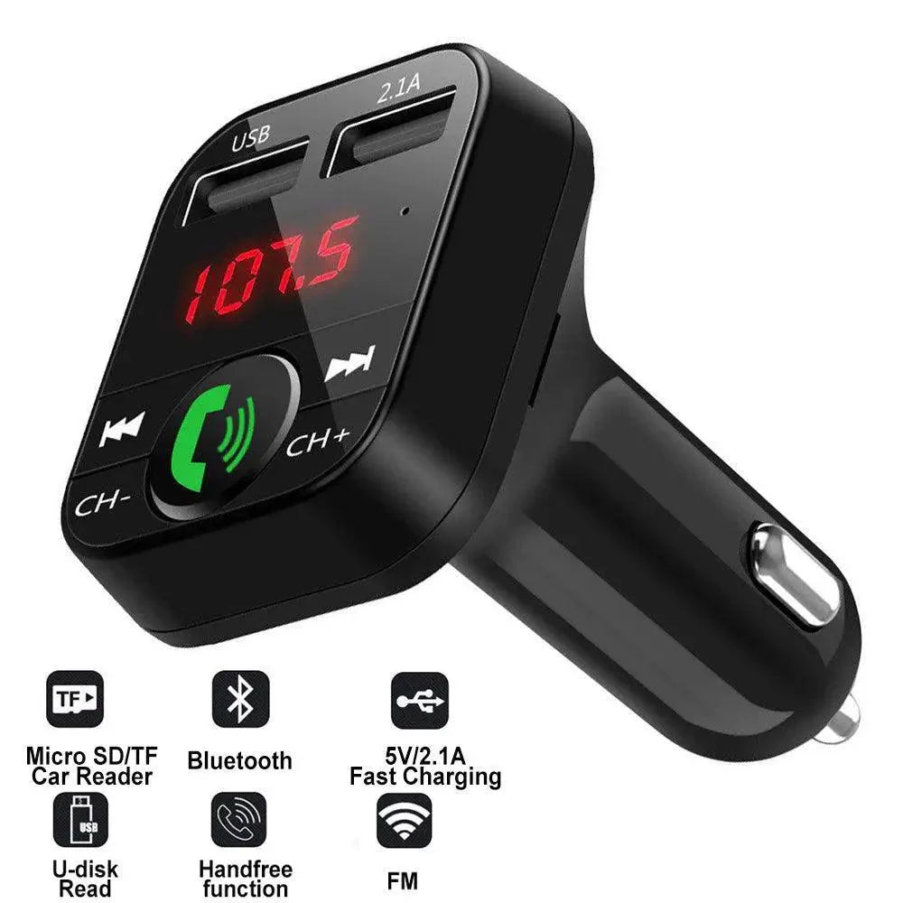 Transmetteur sans fil Bluetooth mains libres pour voiture, double chargeur USB, lecteur de musique pour voiture, gadget facile à utiliser