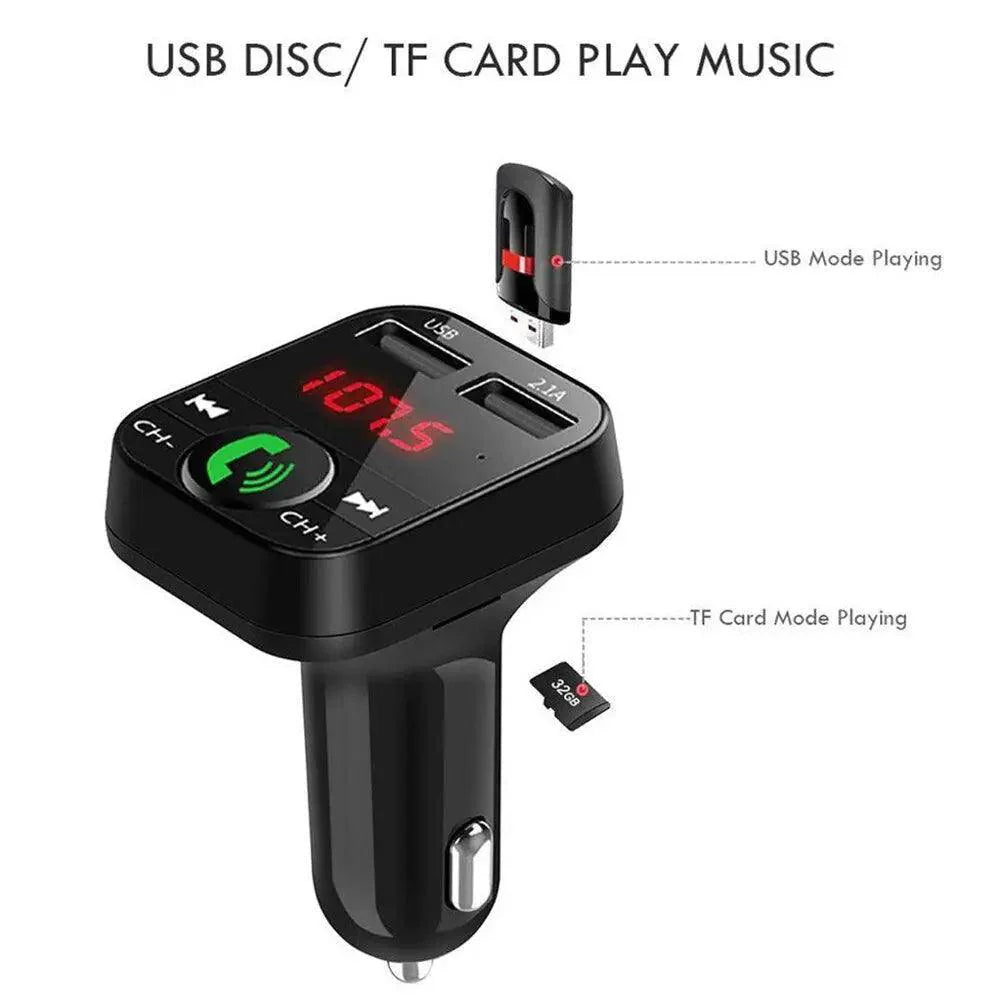 Transmetteur sans fil Bluetooth mains libres pour voiture, double chargeur USB, lecteur de musique pour voiture, gadget facile à utiliser