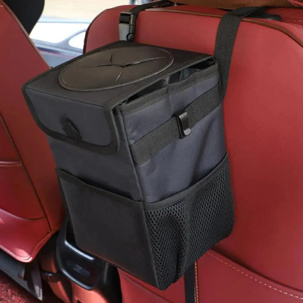 Poubelle de Voiture Noire à Suspendre au Dossier, Sac Poubelle Multifonctionnel Étanche Pliable, Boîte de Rangement Facile pour Voitures