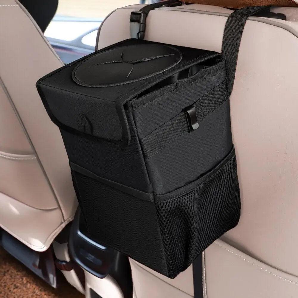 Poubelle de Voiture Noire à Suspendre au Dossier, Sac Poubelle Multifonctionnel Étanche Pliable, Boîte de Rangement Facile pour Voitures