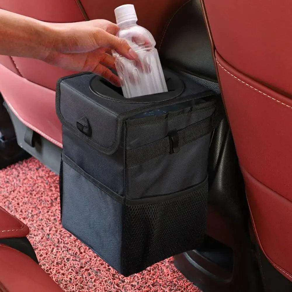Poubelle de Voiture Noire à Suspendre au Dossier, Sac Poubelle Multifonctionnel Étanche Pliable, Boîte de Rangement Facile pour Voitures