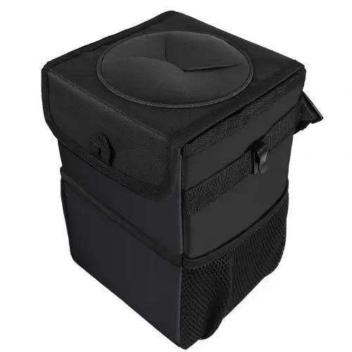 Poubelle de Voiture Noire à Suspendre au Dossier, Sac Poubelle Multifonctionnel Étanche Pliable, Boîte de Rangement Facile pour Voitures