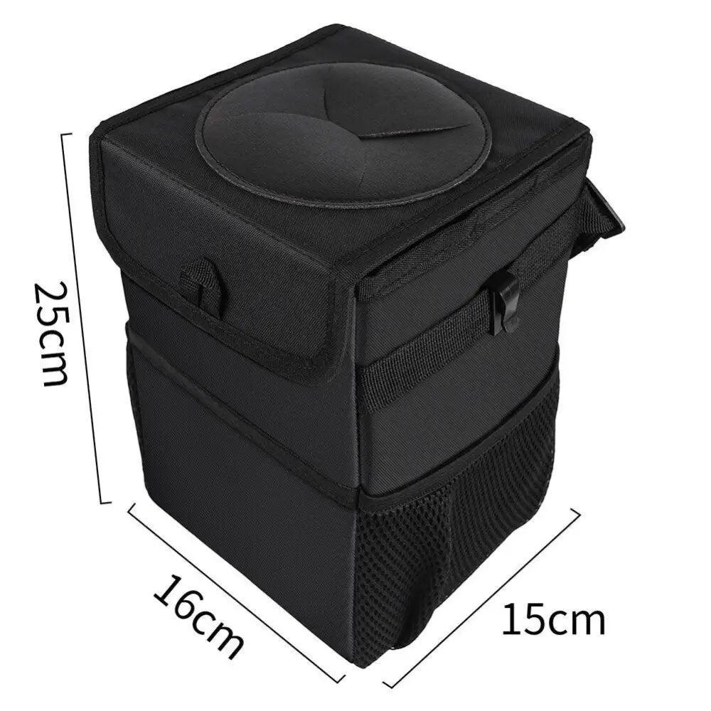 Poubelle de Voiture Noire à Suspendre au Dossier, Sac Poubelle Multifonctionnel Étanche Pliable, Boîte de Rangement Facile pour Voitures