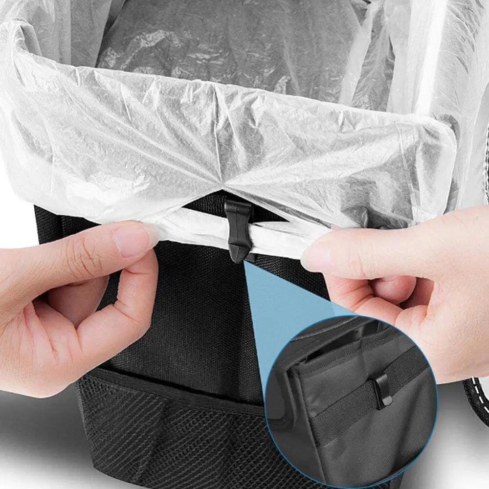 Poubelle de Voiture Noire à Suspendre au Dossier, Sac Poubelle Multifonctionnel Étanche Pliable, Boîte de Rangement Facile pour Voitures