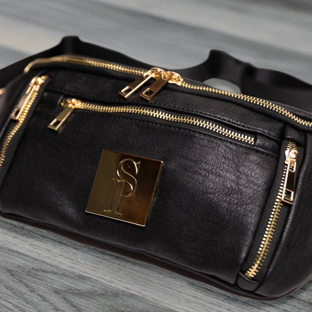 Sac bandoulière en cuir noir