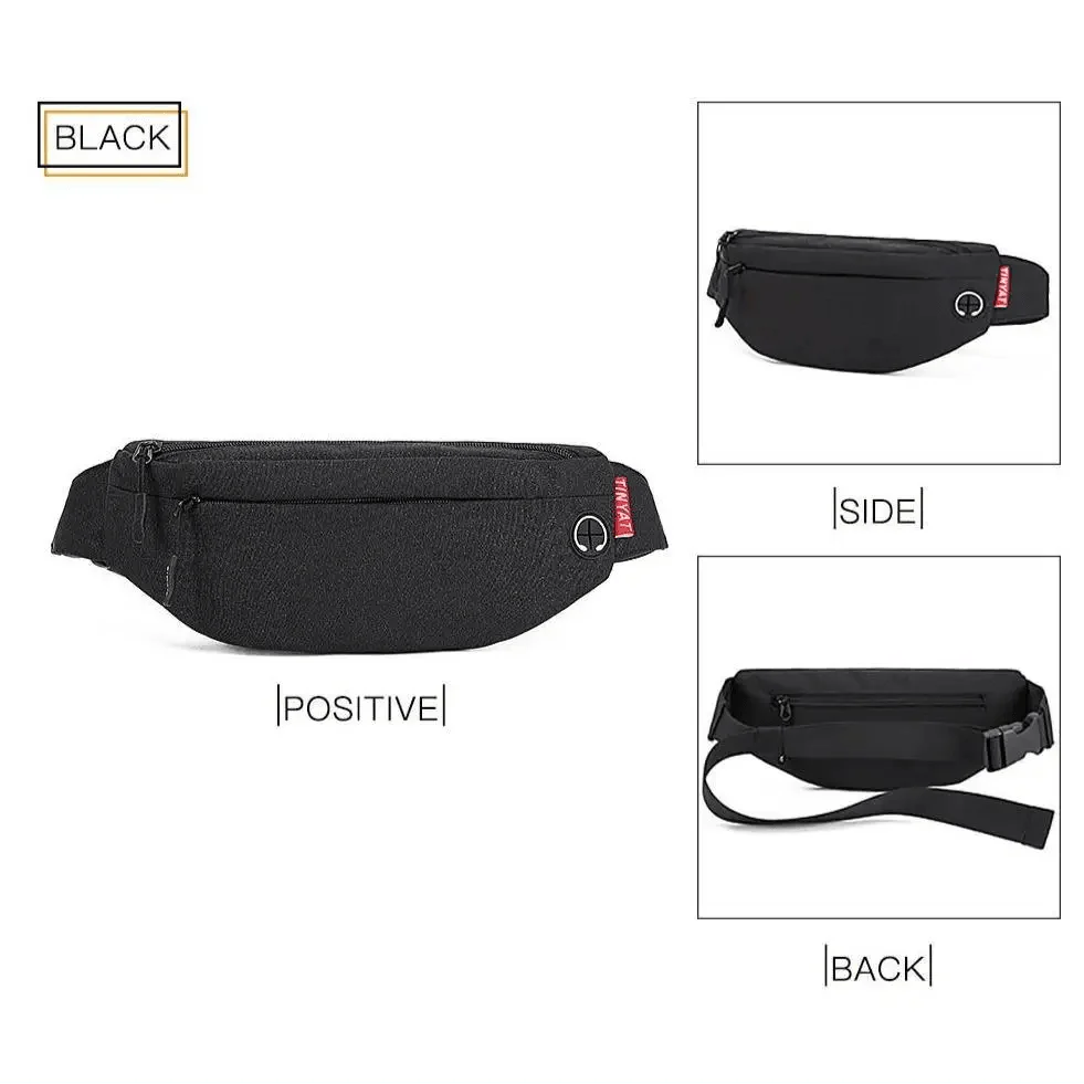 Sac banane noir à bandoulière, design simple, en toile, mains libres, pour voyage, sport, entraînement, durable, léger, idéal pour les festivals