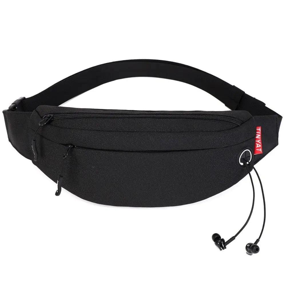 Sac banane noir à bandoulière, design simple, en toile, mains libres, pour voyage, sport, entraînement, durable, léger, idéal pour les festivals