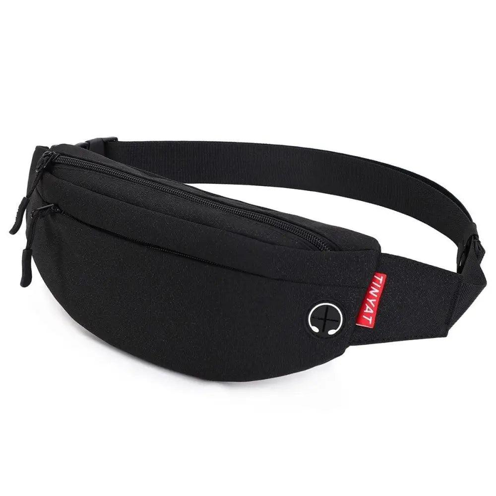 Sac banane noir à bandoulière, design simple, en toile, mains libres, pour voyage, sport, entraînement, durable, léger, idéal pour les festivals