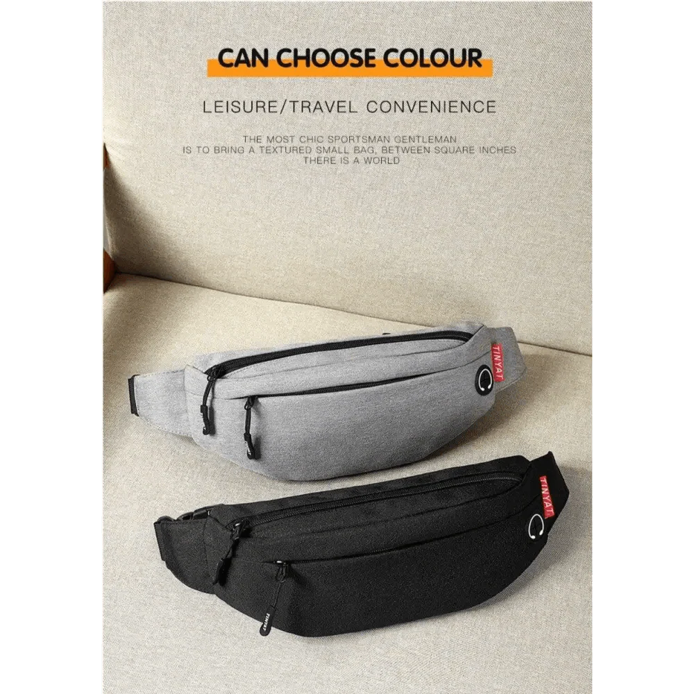 Sac banane noir à bandoulière, design simple, en toile, mains libres, pour voyage, sport, entraînement, durable, léger, idéal pour les festivals