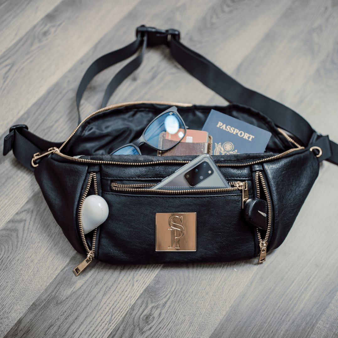 Sac bandoulière en cuir noir