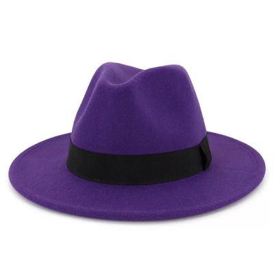 Chapeau fedora noir unisexe à large bord Chapeau fedora automne hiver Casquette large Chapeau d'hiver en laine Chapeau classique Homme Élégant Chapeau de gentleman pour fête