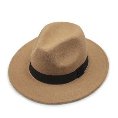 Chapeau fedora noir unisexe à large bord Chapeau fedora automne hiver Casquette large Chapeau d'hiver en laine Chapeau classique Homme Élégant Chapeau de gentleman pour fête