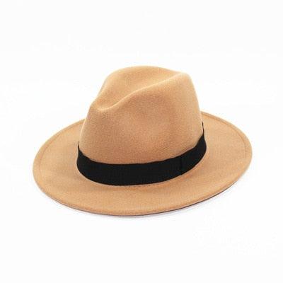 Chapeau fedora noir unisexe à large bord Chapeau fedora automne hiver Casquette large Chapeau d'hiver en laine Chapeau classique Homme Élégant Chapeau de gentleman pour fête