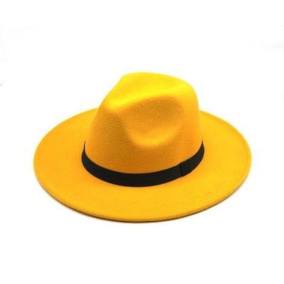 Chapeau fedora noir unisexe à large bord Chapeau fedora automne hiver Casquette large Chapeau d'hiver en laine Chapeau classique Homme Élégant Chapeau de gentleman pour fête