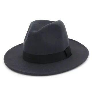 Chapeau fedora noir unisexe à large bord Chapeau fedora automne hiver Casquette large Chapeau d'hiver en laine Chapeau classique Homme Élégant Chapeau de gentleman pour fête