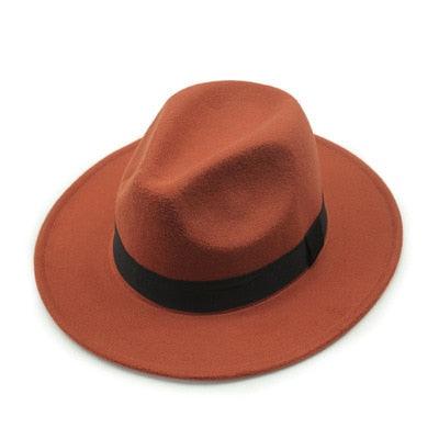 Chapeau fedora noir unisexe à large bord Chapeau fedora automne hiver Casquette large Chapeau d'hiver en laine Chapeau classique Homme Élégant Chapeau de gentleman pour fête