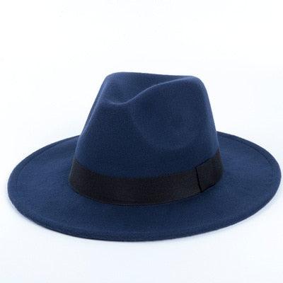 Chapeau fedora noir unisexe à large bord Chapeau fedora automne hiver Casquette large Chapeau d'hiver en laine Chapeau classique Homme Élégant Chapeau de gentleman pour fête