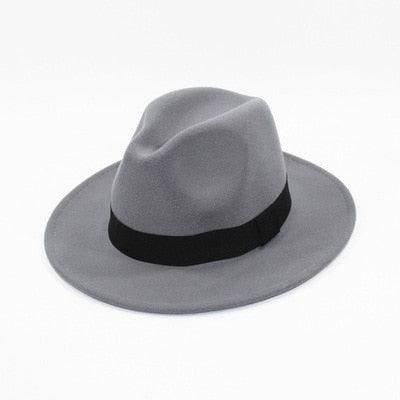 Chapeau fedora noir unisexe à large bord Chapeau fedora automne hiver Casquette large Chapeau d'hiver en laine Chapeau classique Homme Élégant Chapeau de gentleman pour fête