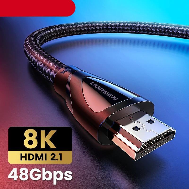 Câble HDMI Noir 2.1 8K60Hz 4K120Hz Répartiteur HDMI HDR10 48Gbps Ultra Haute Vitesse 4K 120Hz Câble HDMI Tressé Dynamic HDR Vision HDR 10 Compatible avec TV UHD Console de Jeu