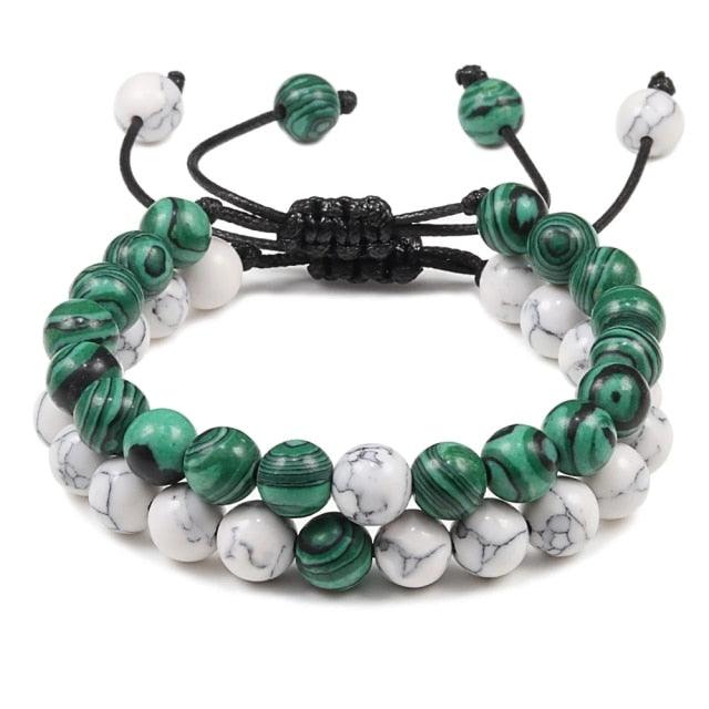 Bracelet perles œil de tigre et pierre de lave noire avec pendentif couronne pour hommes femmes - Bracelets tressés faits à la main et ajustables pour couples, perles diffuseur d'huiles essentielles avec pendentif couronne roi et reine