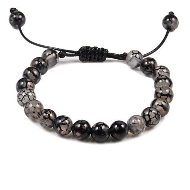 Bracelet perles œil de tigre et pierre de lave noire avec pendentif couronne pour hommes femmes - Bracelets tressés faits à la main et ajustables pour couples, perles diffuseur d'huiles essentielles avec pendentif couronne roi et reine