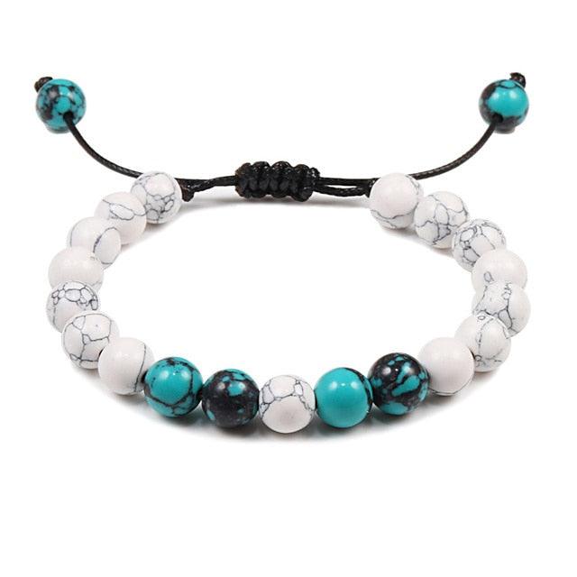 Bracelet perles œil de tigre et pierre de lave noire avec pendentif couronne pour hommes femmes - Bracelets tressés faits à la main et ajustables pour couples, perles diffuseur d'huiles essentielles avec pendentif couronne roi et reine