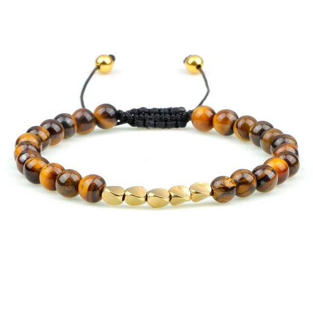 Bracelet perles œil de tigre et pierre de lave noire avec pendentif couronne pour hommes femmes - Bracelets tressés faits à la main et ajustables pour couples, perles diffuseur d'huiles essentielles avec pendentif couronne roi et reine
