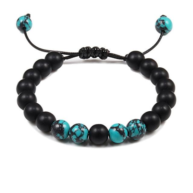 Bracelet perles œil de tigre et pierre de lave noire avec pendentif couronne pour hommes femmes - Bracelets tressés faits à la main et ajustables pour couples, perles diffuseur d'huiles essentielles avec pendentif couronne roi et reine