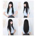 Perruque longue et lisse noire Cosplay
