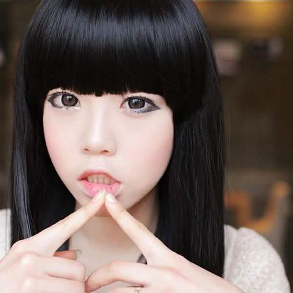 Perruque longue et lisse noire Cosplay