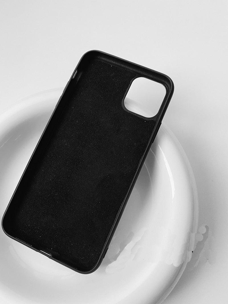 Étui de téléphone en cuir noir de luxe pour iPhone 13 12 14 Pro Max 7 8 Plus X XS XR 11 SE 2 Housse arrière classique en cuir Housse latérale arrière en cuir pour iPhone Design simple et élégant Étui noir pour smartphone