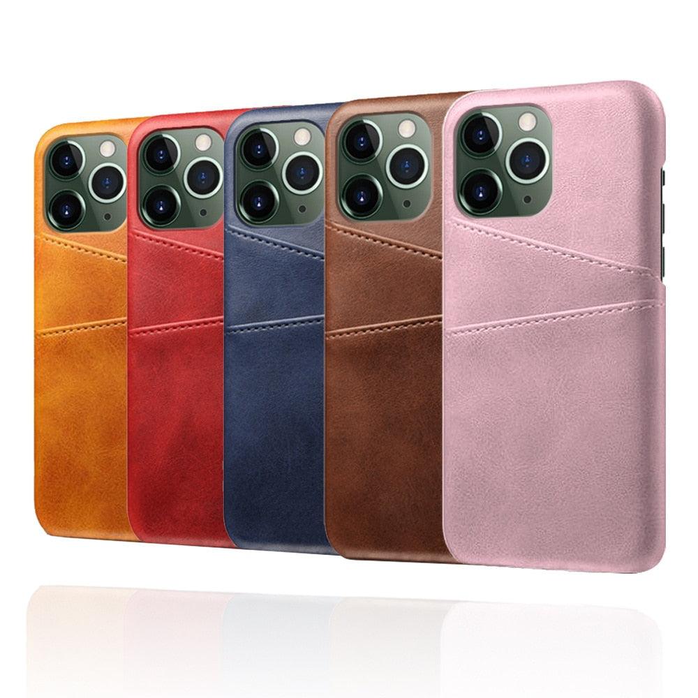 Étui porte-cartes de luxe noir pour homme pour iPhone Étui portefeuille en cuir classique professionnel pour iPhone 12 13 14 Pro Max Étui en cuir PU avec fentes pour cartes et coque arrière