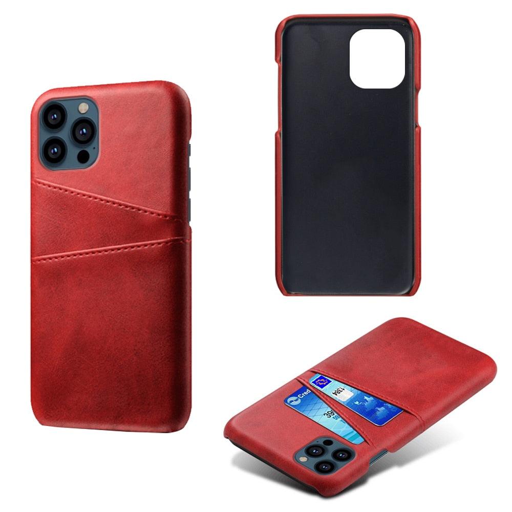 Étui porte-cartes de luxe noir pour homme pour iPhone Étui portefeuille en cuir classique professionnel pour iPhone 12 13 14 Pro Max Étui en cuir PU avec fentes pour cartes et coque arrière