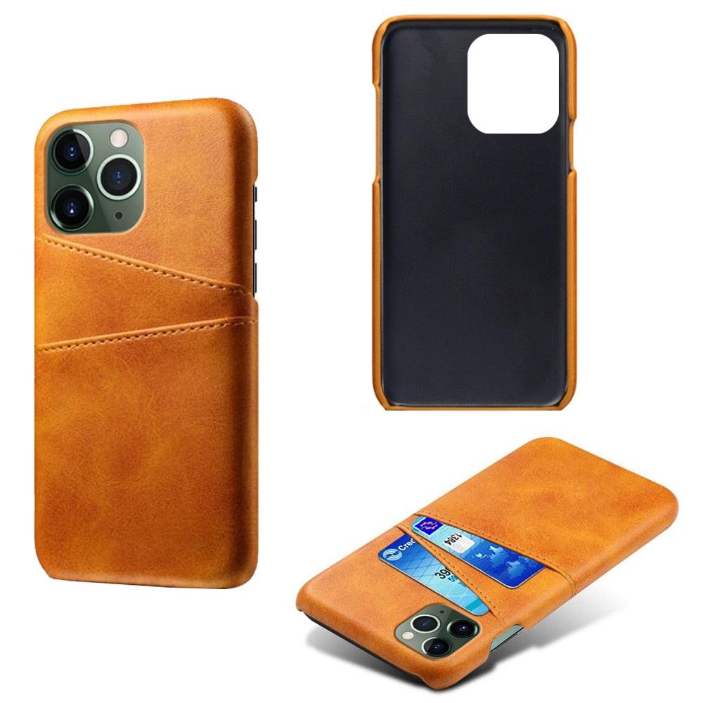 Étui porte-cartes de luxe noir pour homme pour iPhone Étui portefeuille en cuir classique professionnel pour iPhone 12 13 14 Pro Max Étui en cuir PU avec fentes pour cartes et coque arrière