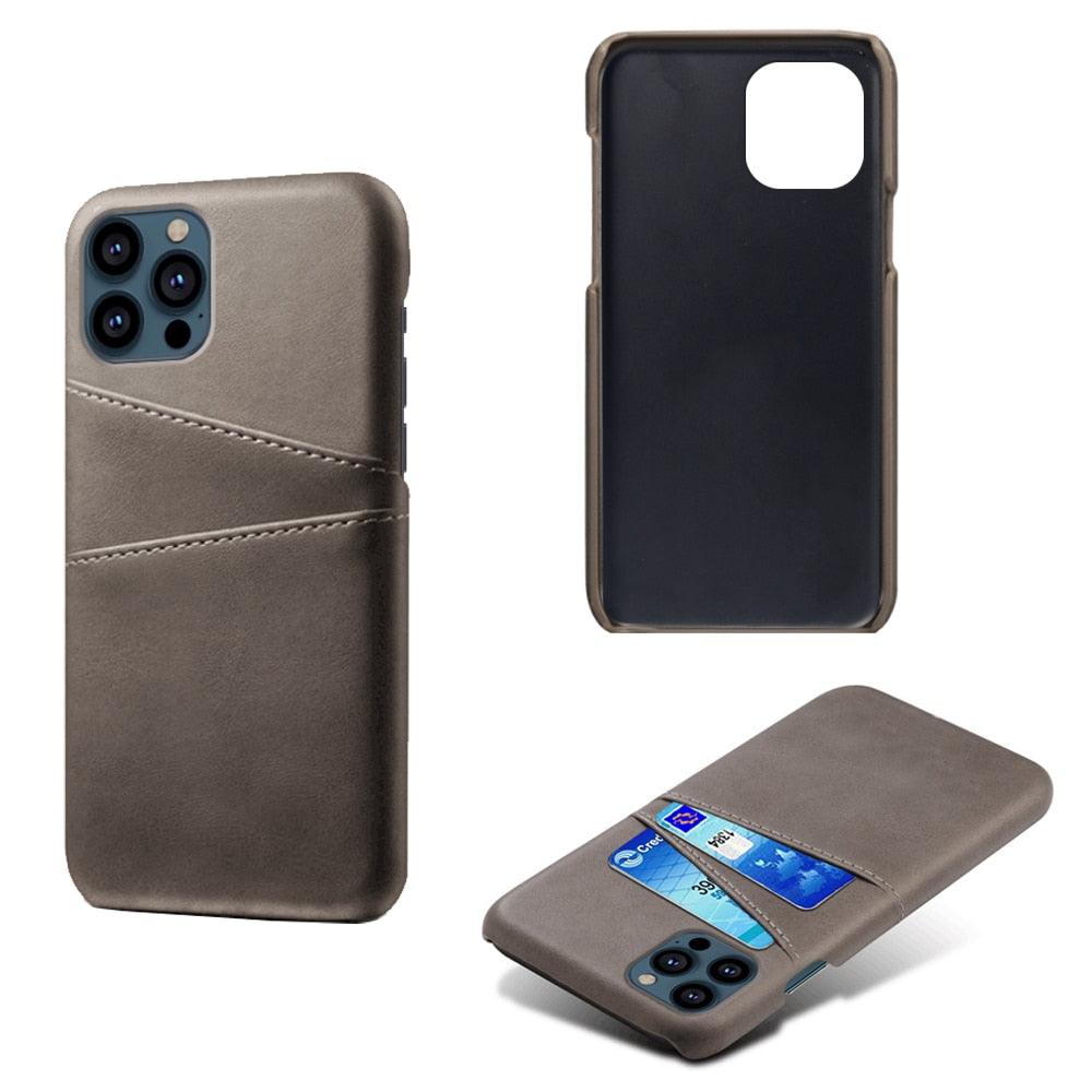 Étui porte-cartes de luxe noir pour homme pour iPhone Étui portefeuille en cuir classique professionnel pour iPhone 12 13 14 Pro Max Étui en cuir PU avec fentes pour cartes et coque arrière