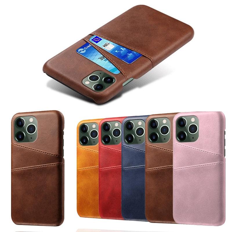 Étui porte-cartes de luxe noir pour homme pour iPhone Étui portefeuille en cuir classique professionnel pour iPhone 12 13 14 Pro Max Étui en cuir PU avec fentes pour cartes et coque arrière