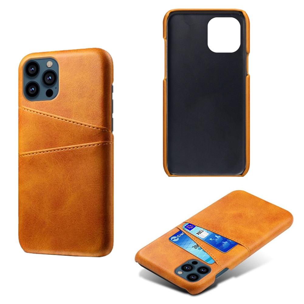 Étui porte-cartes de luxe noir pour homme pour iPhone Étui portefeuille en cuir classique professionnel pour iPhone 12 13 14 Pro Max Étui en cuir PU avec fentes pour cartes et coque arrière