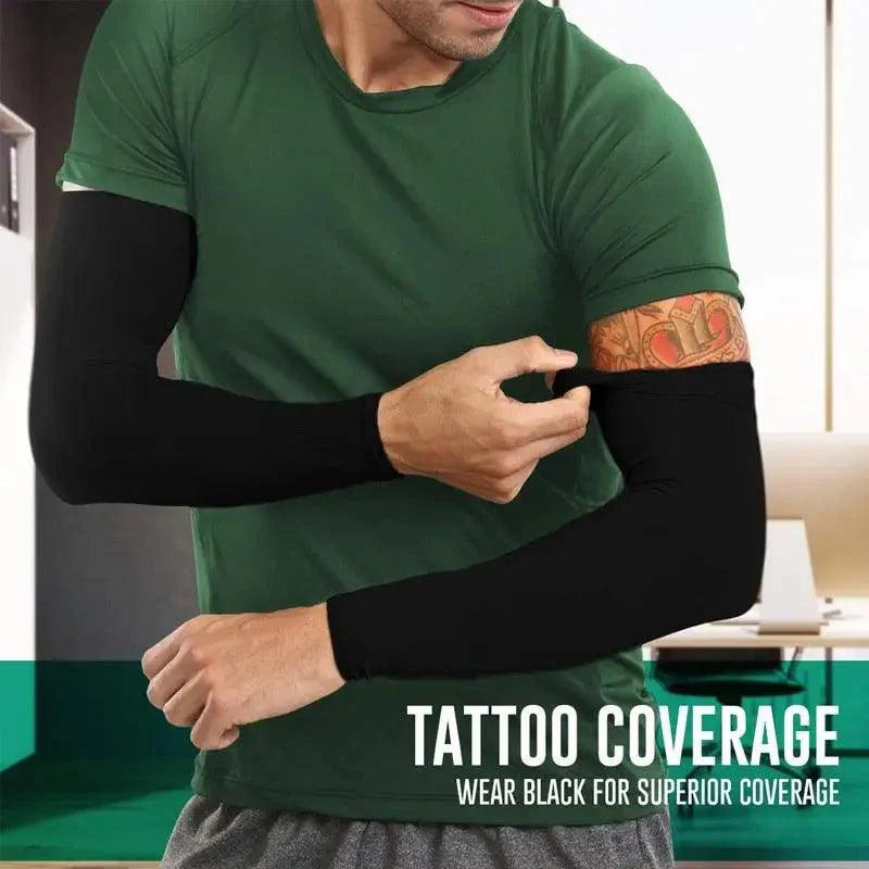 Manchons de Bras Rafraîchissants Unisexes Noirs pour Hommes, Couverture, Cyclisme, Course à Pied, Protection Solaire, Activités de Plein Air, Cache-Tatouages, Manchettes de Refroidissement Sportives pour le Basket-ball, le Golf, le Football
