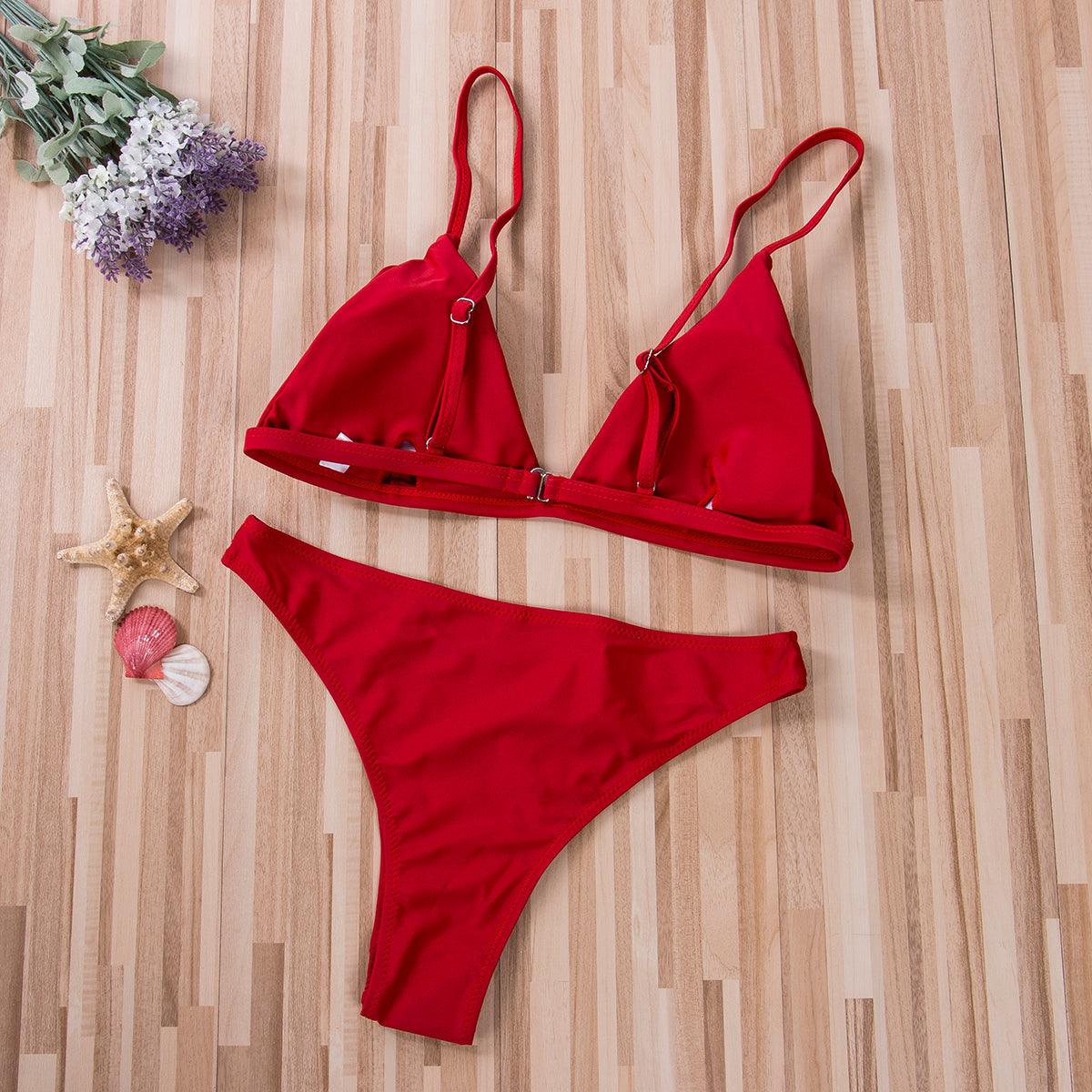 Ensemble de micro bikini noir pour femme, maillot de bain 2 pièces, push-up, soutien-gorge rembourré, tanga, tenue de plage, bas à nouer sur le côté, haut rembourré, bikini triangle, maillot de bain