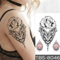 Autocollant de tatouage temporaire imperméable pour femmes et hommes, motifs noirs, fleurs, flash, loup, diamant, art corporel, faux tatouage pour bras et poitrine