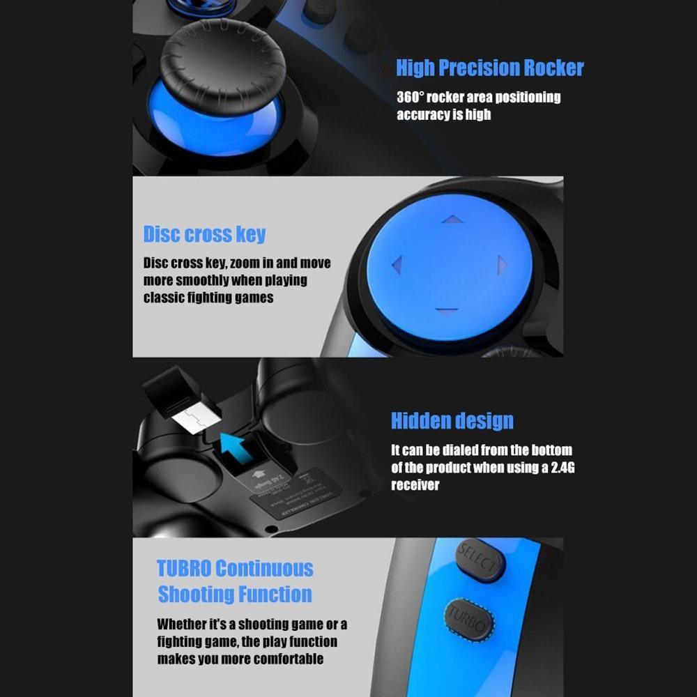 Manette de jeu Bluetooth noire unie compatible avec TV PC Ordinateur portable