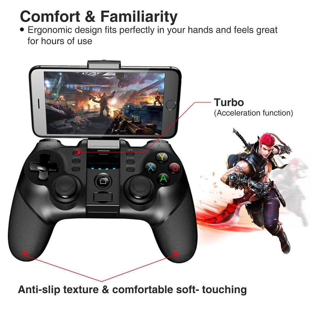 Manette de jeu Bluetooth noire unie compatible avec TV PC Ordinateur portable