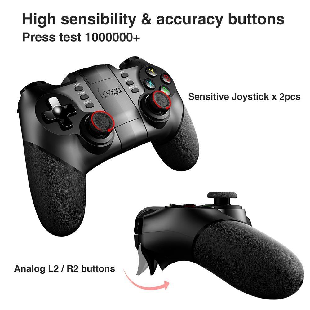 Manette de jeu Bluetooth noire unie compatible avec TV PC Ordinateur portable